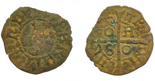 258 - CORONA DE ARAGÓN. FERNANDO EL CATÓLICO (1479-1516). Calleres. Cerdeña. VE 0,63 g. 16,14 mm. IV-1279. BC-/BC.