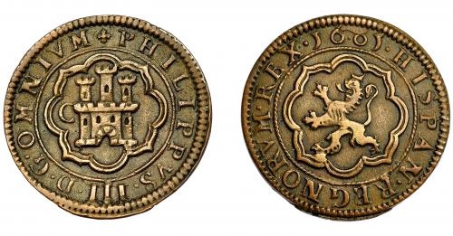 264 - FELIPE III. 8 maravedís. 1601. Segovia. C. AC-254. MBC-.