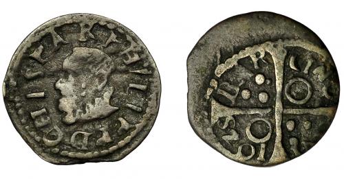 274   -  FELIPE IV. Dinero. 1625. Barcelona. AC-2. Descentrada. MBC-.