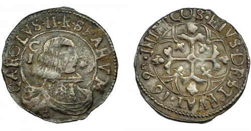 277   -  CARLOS II. Real. 1690. Cerdeña. CI/* en anv. MIR-88. MBC-.