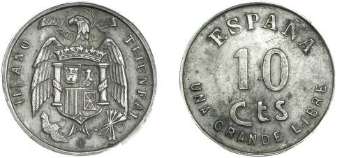 310 - FRANCISCO FRANCO. 10 céntimos. III Año Triunfal. EBC-.