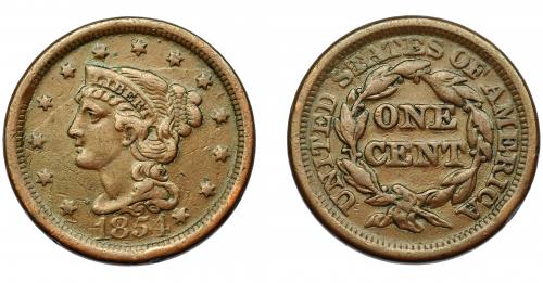350 - MONEDAS EXTRANJERAS. ESTADOS UNIDOS. Centavo. 1851. KM-67. BC+.