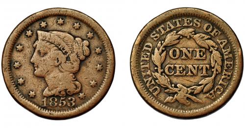 351   -  MONEDAS EXTRANJERAS. ESTADOS UNIDOS. Centavo. 1853. KM-67. BC.