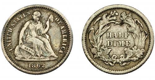 353   -  MONEDAS EXTRANJERAS. ESTADOS UNIDOS.  1/2 dime. 1862. KM-91. Bc+.