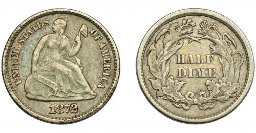 357 - MONEDAS EXTRANJERAS. ESTADOS UNIDOS. 1/2 dime. 1872. KM-91. MBC-.