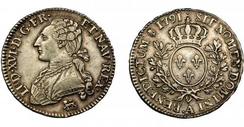 367   -  MONEDAS EXTRANJERAS. FRANCIA. Luis XVI. 1/ ecu. 1791. París. KM-562.1. MBc.