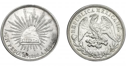 381   -  MONEDAS EXTRANJERAS. MÉXICO. Peso. 1898. AM Ciudad de México. KM-409. EBC.