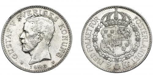 393 - MONEDAS EXTRANJERAS. SUECIA. 2 Coronas. 1926. KM-558. B.O EBC +.