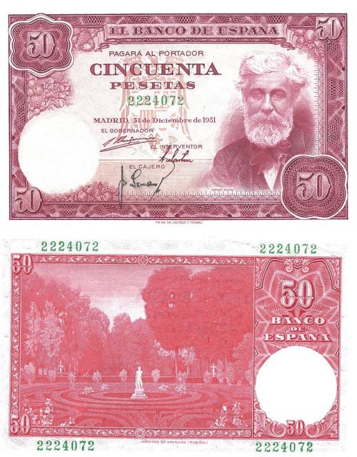 422 - BILLETES ESPAÑOLES. BANCO DE ESPAÑA. 50 Pesetas. 12-1951. Sin serie. ED- D63. SC.