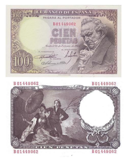 425 - BILLETES ESPAÑOLES. BANCO DE ESPAÑA. 100 Pesetas. 2-1946. Serie B. ED- D52a. SC.