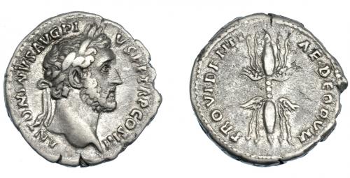 3144   -  IMPERIO ROMANO. ANTONINO PÍO. Denario. Roma (140-143). A/ Cabeza laureada a der.; ANTONIVS AVG P P TR P COS III. R/ Haz de rayos alado; PROVIDENTIAE DEORVM. AR 3,20 g. 17,9 mm. RIC-80A. MBC/MBC-. 