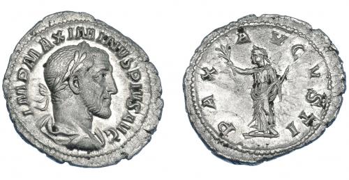 3161   -  IMPERIO ROMANO. MAXIMINO I. Denario. Roma (235-236). R/ Pax; PAX AVGVSTI. AR 2,44 g. 20,7 mm. RIC-12. MBC+.