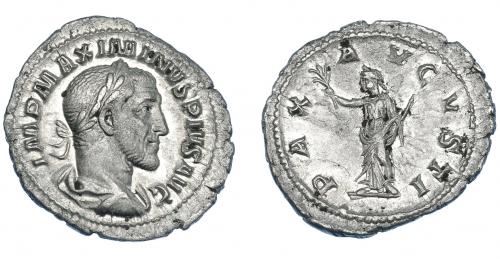 3161 - IMPERIO ROMANO. MAXIMINO I. Denario. Roma (235-236). R/ Pax; PAX AVGVSTI. AR 2,44 g. 20,7 mm. RIC-12. MBC+.