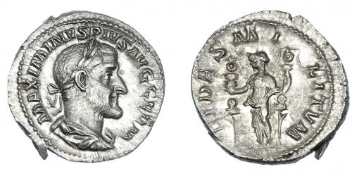 3162 - IMPERIO ROMANO. MAXIMINO I. Denario. Roma (236-238). R/ Fides; FIDES MI-LITVM. AR 2,94 g. 19,7 mm. RIC-18a. EBC-/MBC.