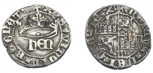 3199 - REINOS DE CASTILLA Y LEÓN. ENRIQUE IV. 1/2 real. Segovia. A/ XPS VINCIT RE GRAT. R/ ENRICUS DEI GRACIA. Ar 1,59 g. 19,5 mm. III-725.1. BMM-933 vte. Rayas en anv. MBC-.