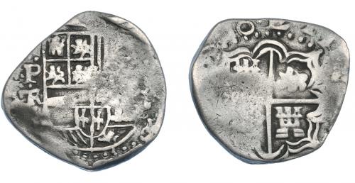 3225 - FELIPE IV. 2 reales. (164)0. Potosí. TR. AC-no. Vanos. MBC-. Rara.