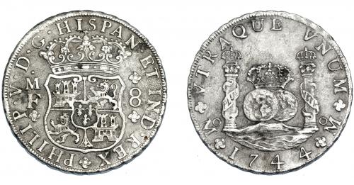 3232 - FELIPE V. 8 reales. 1744. México. MF. VI-1152. Oxidaciones marinas. MBC.