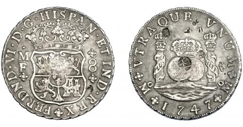 3236   -  FERNANDO VI. 8 reales. 1747. México. MF. VI-355. MBC. Escasa.