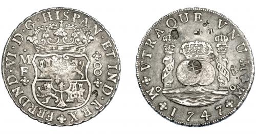 3236 - FERNANDO VI. 8 reales. 1747. México. MF. VI-355. MBC. Escasa.