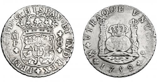 3240 - FERNANDO VI. 8 reales. 1752. México MF. VI-360. Vanos. MBC/MBC-.