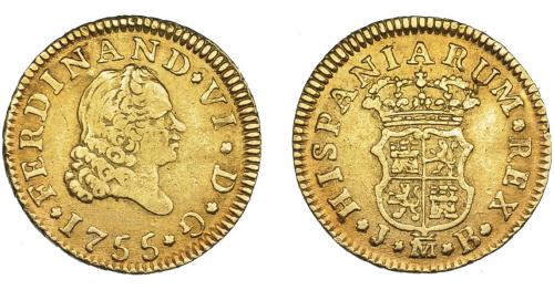 3245   -  FERNANDO VI. 1/2 escudo. 1755. Madrid. JB. VI-413. Pequeñas marcas en anv. MBC-/MBC. 