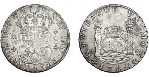 3249 - CARLOS III. 8 reales. 1760. México. MM. VI-916. Oxidaciones limpiadas en rev. MBC+/MBC.