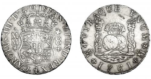 3250   -  CARLOS III. 8 reales. 1761. México. MM. VI-917. Finas rayitas. MBC.
