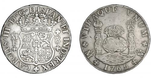 3252 - CARLOS III. 8 reales. 1765. México. MF. VI-923. Soldadura en canto. MBC-.