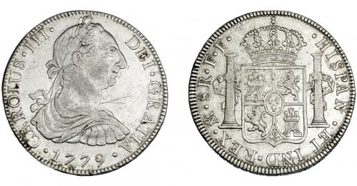 3263   -  CARLOS III. 8 reales. 1779. México. FF. VI-942. Finas rayas en anv. MBC.