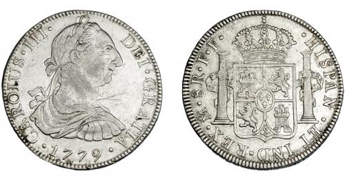 3263 - CARLOS III. 8 reales. 1779. México. FF. VI-942. Finas rayas en anv. MBC.