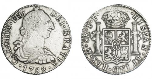 3264 - CARLOS III. 8 reales. 1782. México. FF. VI-945. Defectos de acuñación en canto. MBC.