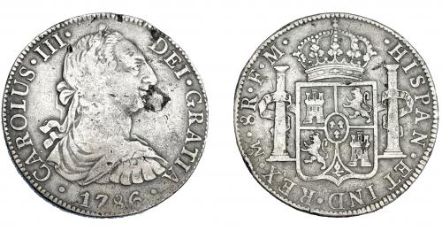 3268   -  CARLOS III. 8 reales. 1786. México. FM. VI-951. Hojas. MBC-. 