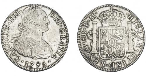 3282   -  CARLOS IV. 8 reales. 1795. México. FM. VI-791. Rayitas en anv. y rayas en rev. MBC. 