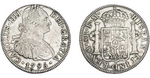3282 - CARLOS IV. 8 reales. 1795. México. FM. VI-791. Rayitas en anv. y rayas en rev. MBC.