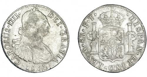 3288   -  CARLOS IV. 8 reales: 1803. México. FT. VI-800. Leve doble acuñación en anv. MBC. 