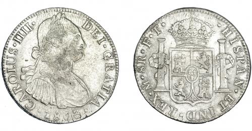 3288 - CARLOS IV. 8 reales: 1803. México. FT. VI-800. Leve doble acuñación en anv. MBC.