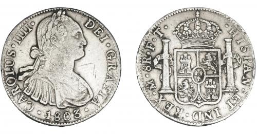 3289   -  CARLOS IV. 8 reales. 1803. México. FT. VI-800. Rayitas en anv. MBC-/MBC. 