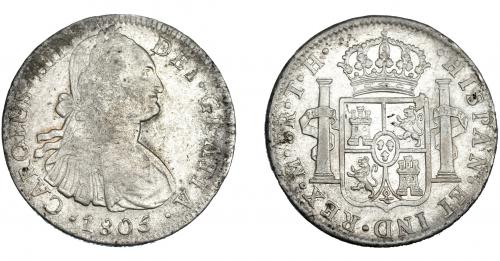 3292 - CARLOS IV. 8 reales. 1805. México. TH. VI-803. Oxidaciones. MBC-/MBC+.