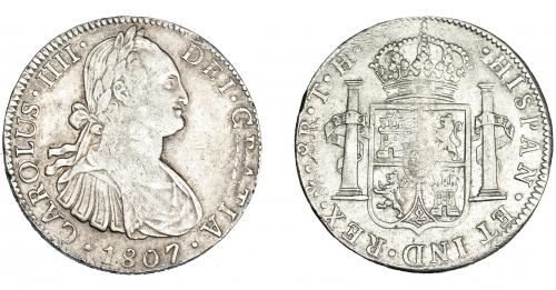 3293 - CARLOS IV. 8 reales. 1807. México. TH. VI-805. Vanos de acuñación. MBC.
