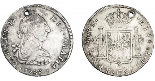 3294 - CARLOS IV. 8 reales. 1789. Potosí. PR. VI-808. Agujero. MBC-.