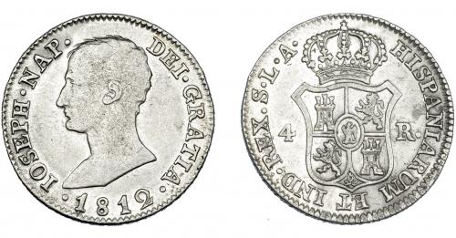 3297 - JOSÉ NAPOLÉON I. 4 reales. 1812. Sevilla. LA. VI-20. MBC-/MBC.