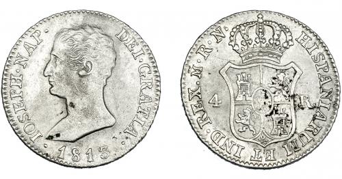 3298 - JOSÉ NAPOLÉON I. 4 reales. 1813. Madrid. RN. VI-26. Manchitas de óxido. MBC.