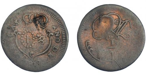 3300 - FERNANDO VII. 1/4 de real. 1817. VI-7 vte. Caracas. Resello en anv. MBC-.