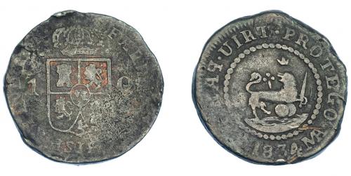 3302 - FERNANDO VII. Quarto. 1834. Manila. VI-67. BC-/BC+. Muy escasa.