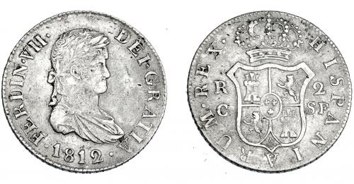 3305 - FERNANDO VII. 2 reales. 1812. Cataluña. SF. VI-619. MBC/MBC-.