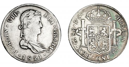 3307   -  FERNANDO VII. 8 reales. 1821. Guadalajara. FS. VI-1012. Limpiada. MBC-. 