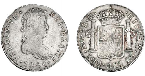 3311 - FERNANDO VII. 8 reales. 1821. Nueva Guatemala. M. VI-1033. Acuñación floja. MBC.