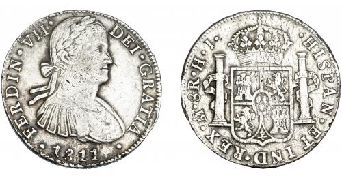 3313   -  FERNANDO VII. 8 reales. 1811. México. HJ. VI-1087. Ligera plata agria. Rayitas. BC+.