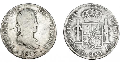 3315 - FERNANDO VII. 8 reales. 1812. México. JJ. VI-1090. Pequeñas marcas. BC+/MBC-.