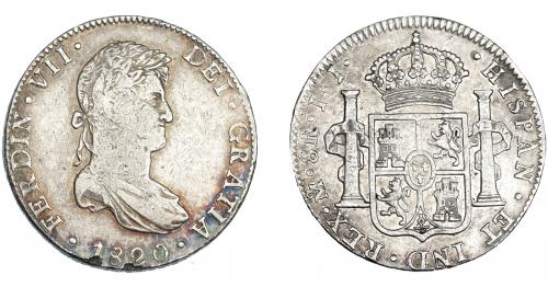 3322   -  FERNANDO VII. 8 reales. 1820. México. JJ. VI-1100. Dos pequeñas hojitas en anv. MBC.
